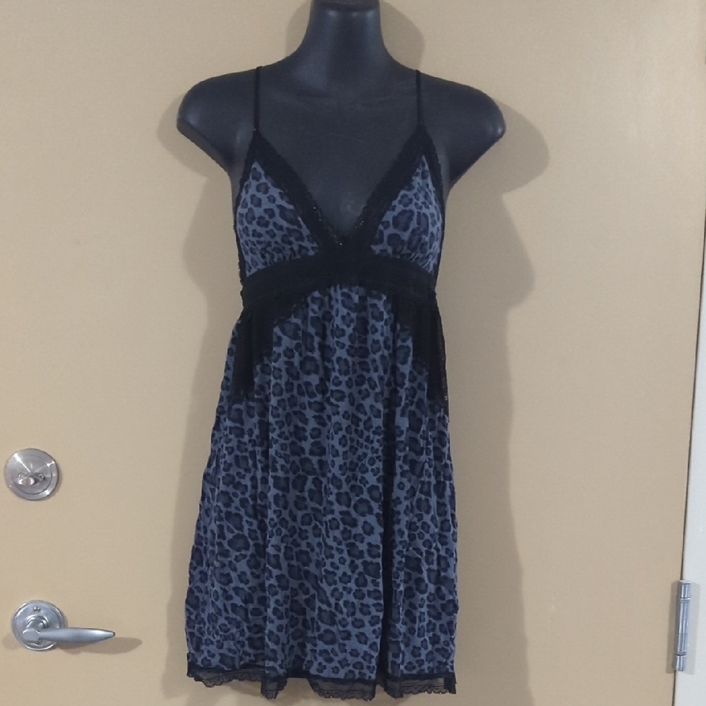 Victoria's Secret Babydoll Blue Animal Print Lace Small